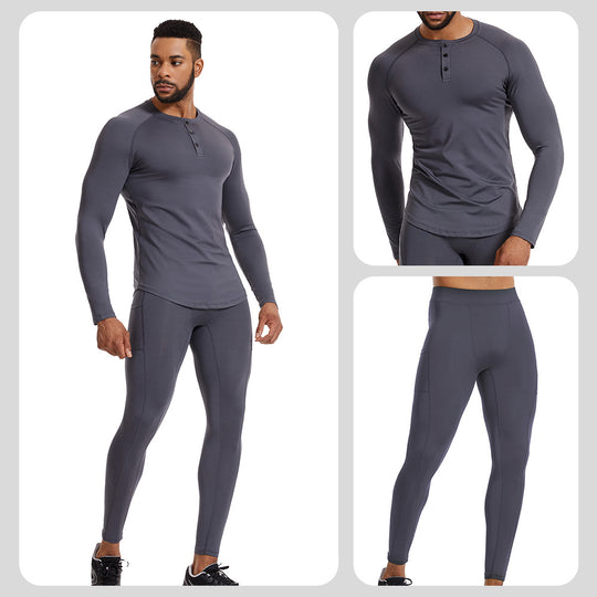 Herren Funktionsshirt mit bereichsspezifischen Nähten und Kompressions-Leggings Heidi-Mode
