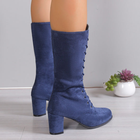 Damen Elegante Schnürstiefel mit hohem Absatz und modischem Design Heidi-Mode