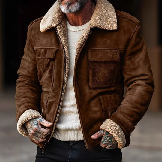 Herren Lederjacke mit weichem Sherpa-Futter Heidi-Mode
