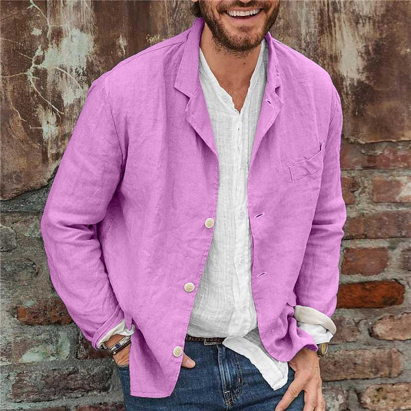 Herren Leichte Leinenjacke mit lässigem Schnitt und praktischen Taschen Heidi-Mode