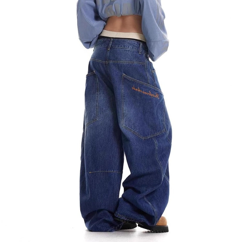 Damen Baggy-Jeans mit weitem Schnitt und praktischen Cargotaschen Heidi-Mode