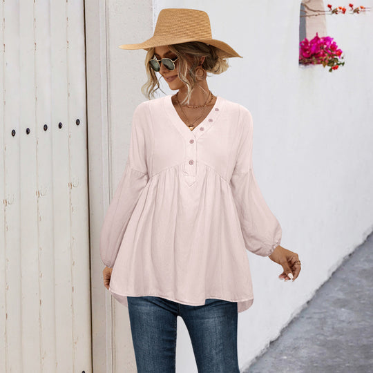 Damen Blusenshirt mit Knopfdetails und lockerer Passform Heidi-Mode