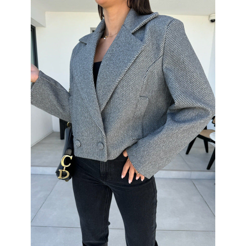 Damen Cropped Doppelreihiger Blazer Heidi-Mode