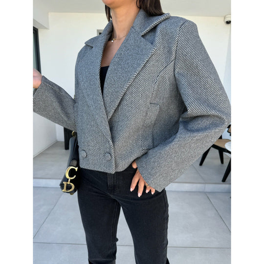 Damen Cropped Doppelreihiger Blazer Heidi-Mode