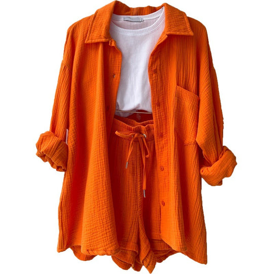 Damen lässige Oversized-Hemdjacke mit Gürtel Heidi-Mode