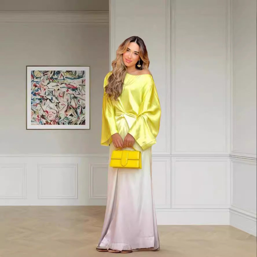 Damen Maxikleid mit elegantem Wickeldesign und weiten Ärmeln Heidi-Mode