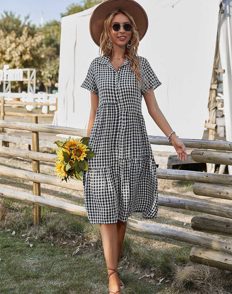 Heidi Mode | Hemdkragen kariertes Kleid