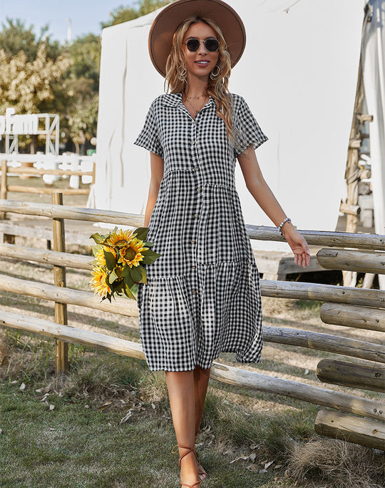 Heidi Mode | Hemdkragen kariertes Kleid