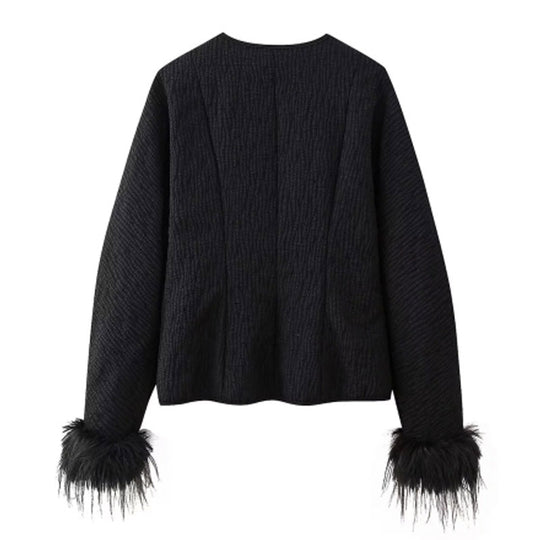 Damen Jacke mit Volantdetails und plissierter Struktur Heidi-Mode