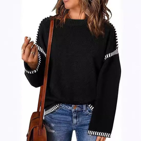 Damen Pullover mit modischen Streifen Heidi-Mode