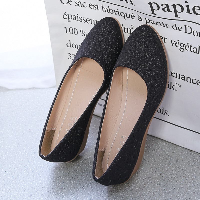 Damen elegante Ballerinas mit glitzerndem Obermaterial und bequemem Absatz Heidi-Mode