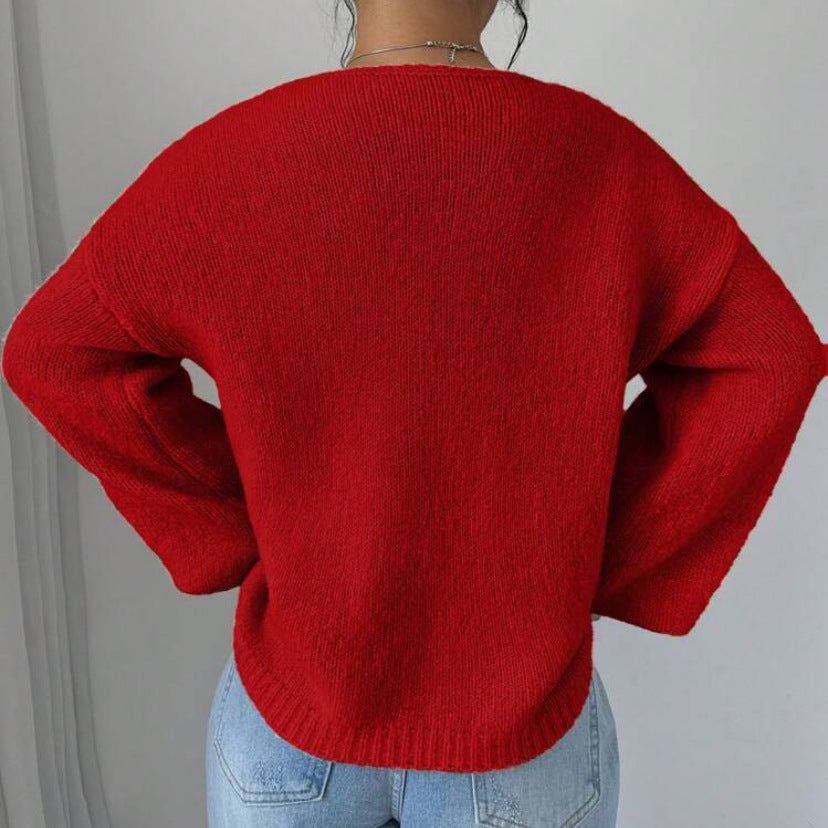 Damen Oversized Strickpullover mit dekorativem Schnürdetail Heidi-Mode