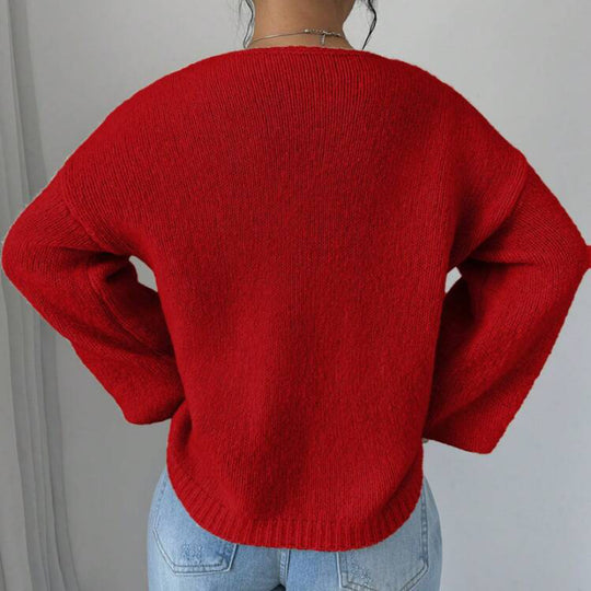 Damen Oversized Strickpullover mit dekorativem Schnürdetail Heidi-Mode