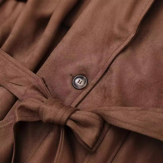 Damen elegante Suede Trenchcoat Heidi-Mode