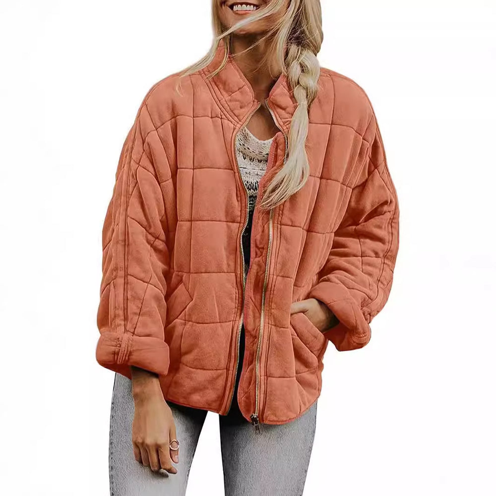 Damen gesteppte Kapuzenjacke mit Reißverschluss und Taschen Heidi-Mode