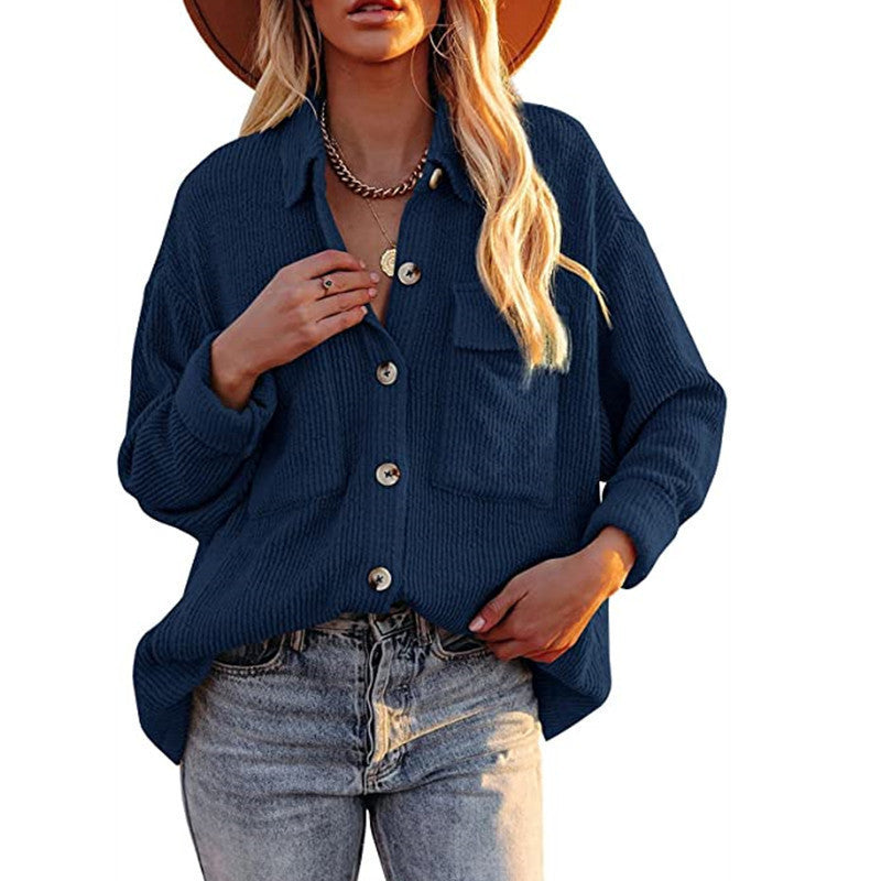 Damen Oversized Hemdbluse mit strukturiertem Design und Knopfdetails Heidi-Mode