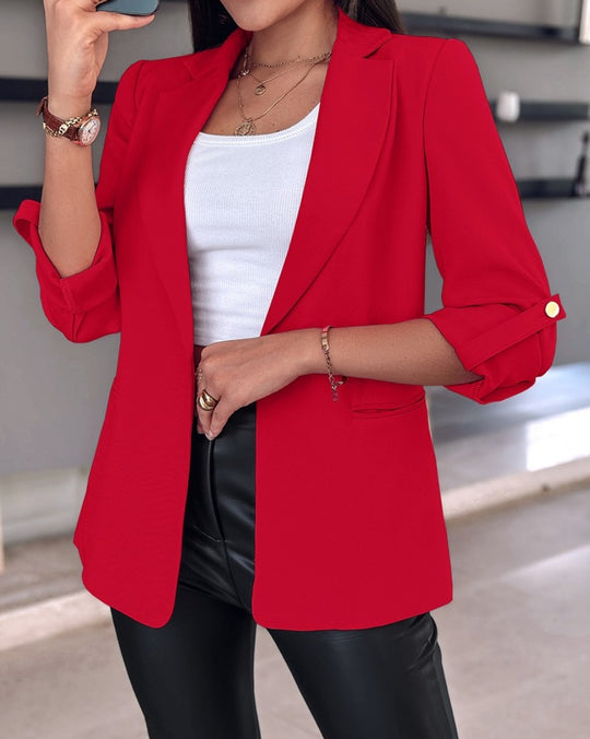 Damen Eleganter und moderner Blazer mit aufrollbaren Ärmeln Heidi-Mode