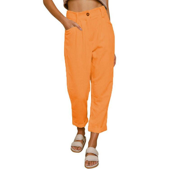 Damen modische Cordhose mit hohem Bund und weitem Bein Heidi-Mode