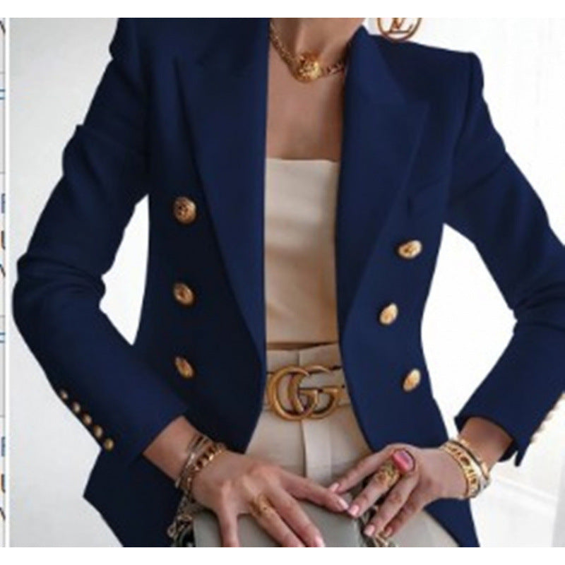 Damen Edler Blazer mit Goldknopf-Detail und klassischem Schnitt Heidi-Mode