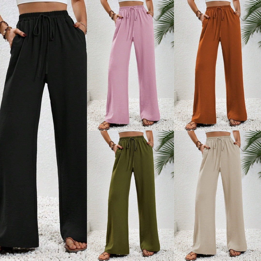 Damen Weite Sommerhose mit elastischem Bund und Tasche Heidi-Mode
