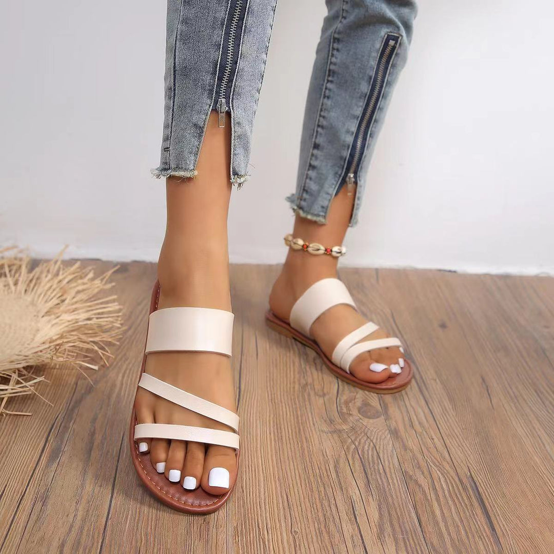 Damen offene Sandalen mit breiten Riemen und rutschfester Sohle Heidi-Mode