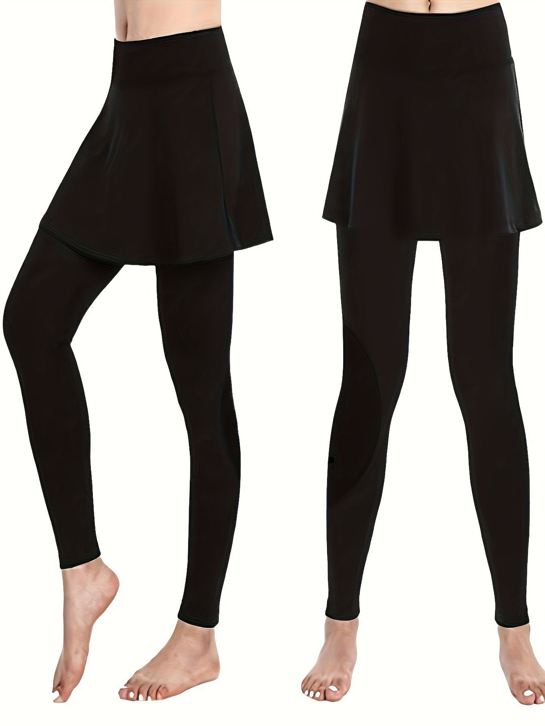Damen Leggings mit rockähnlicher Einlage und hohem Bund Heidi-Mode