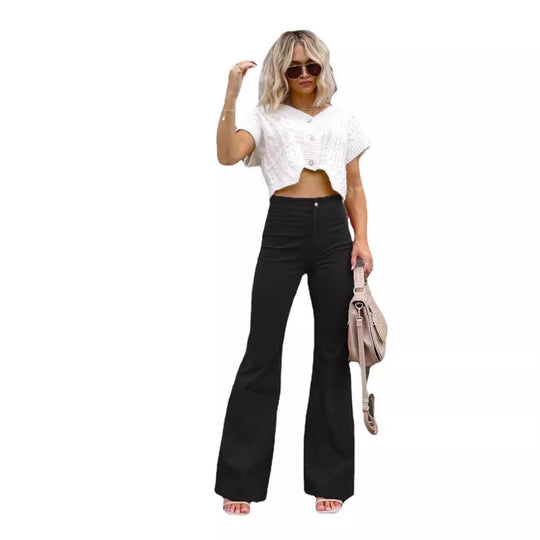 Damen Flared Jeans mit hohem Bund und figurformendem Schnitt Heidi-Mode
