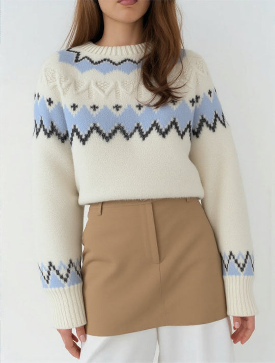 Damen Strickpullover mit grafischem Muster und weichem Material Heidi-Mode