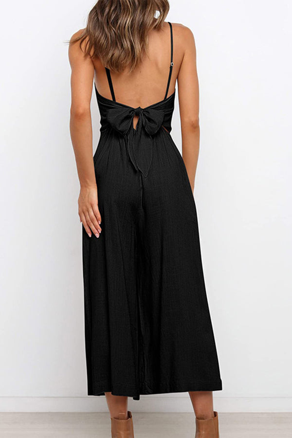 Heidi-Mode | Solide Tie Rückfreie Kurze Jumpsuits