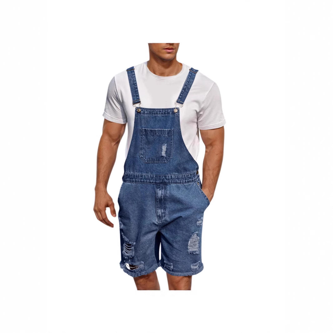 Herren Lässige Denim-Latzhose im distressed Look Heidi-Mode