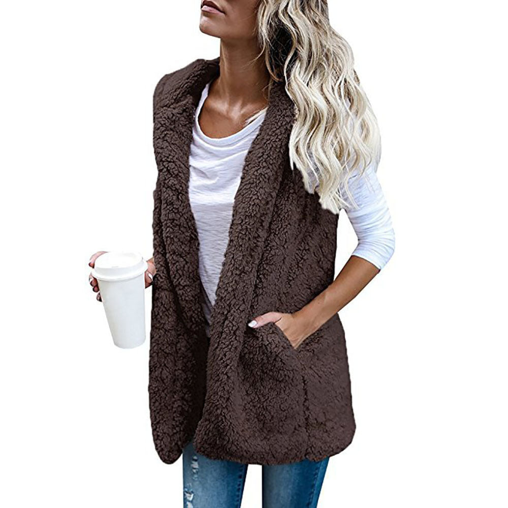 Damen Zarte Fleece-Weste mit praktischen Taschen und offenem Schnitt Heidi-Mode