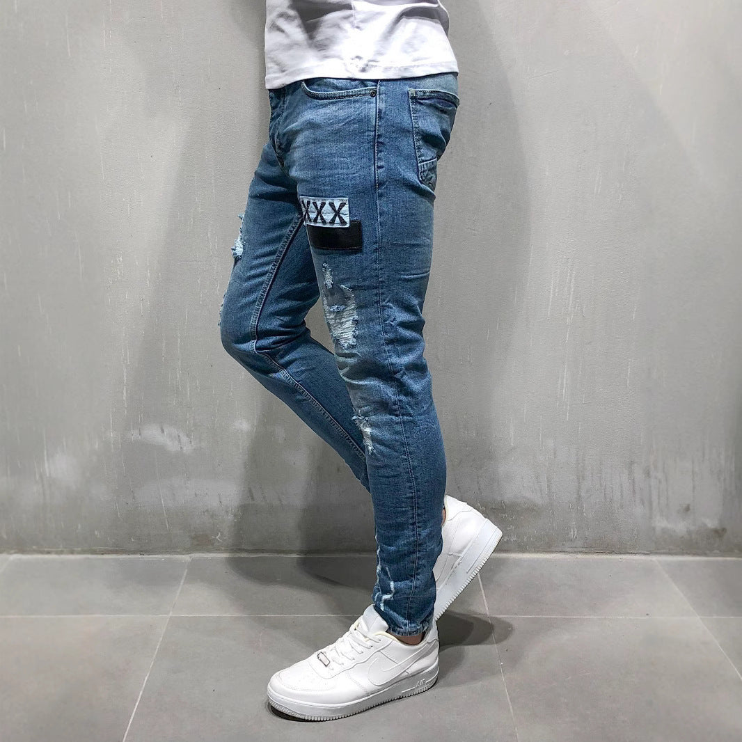 Herren Slim Fit Jeans mit modernen Destroyed-Effekten Heidi-Mode