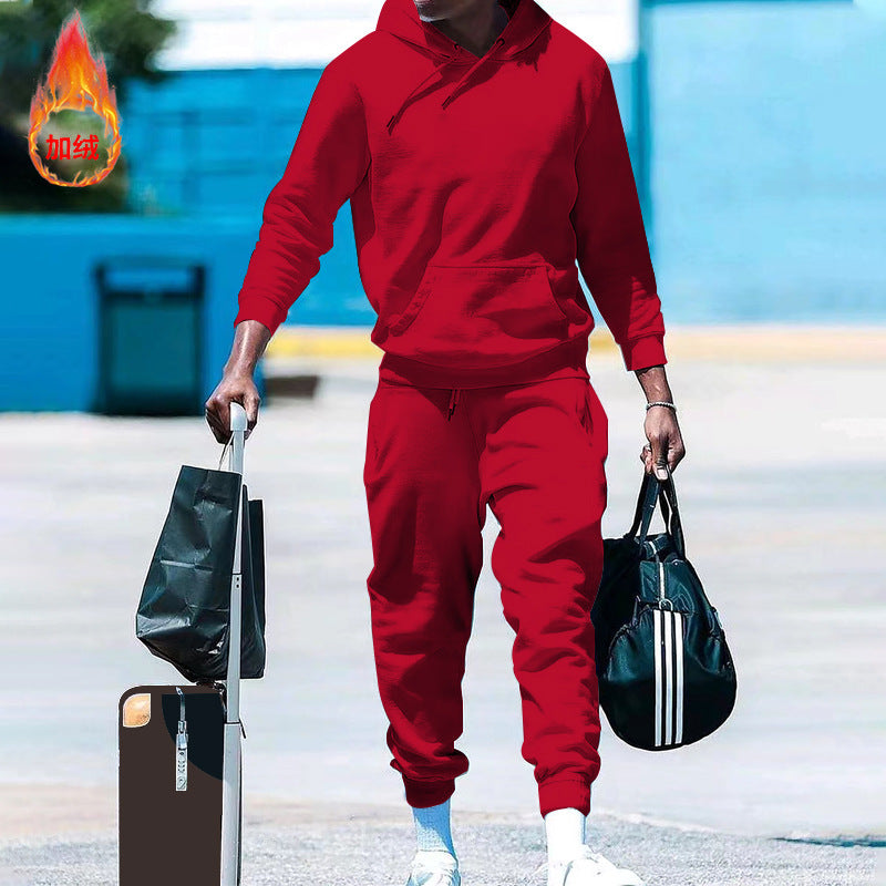 Herren lässiges Freizeit-Set mit Kapuzenpullover und Jogginghose Heidi-Mode
