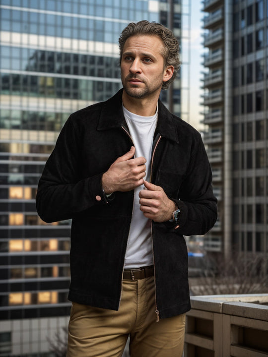 Herren modische und hochwertige Wildlederjacke Heidi-Mode