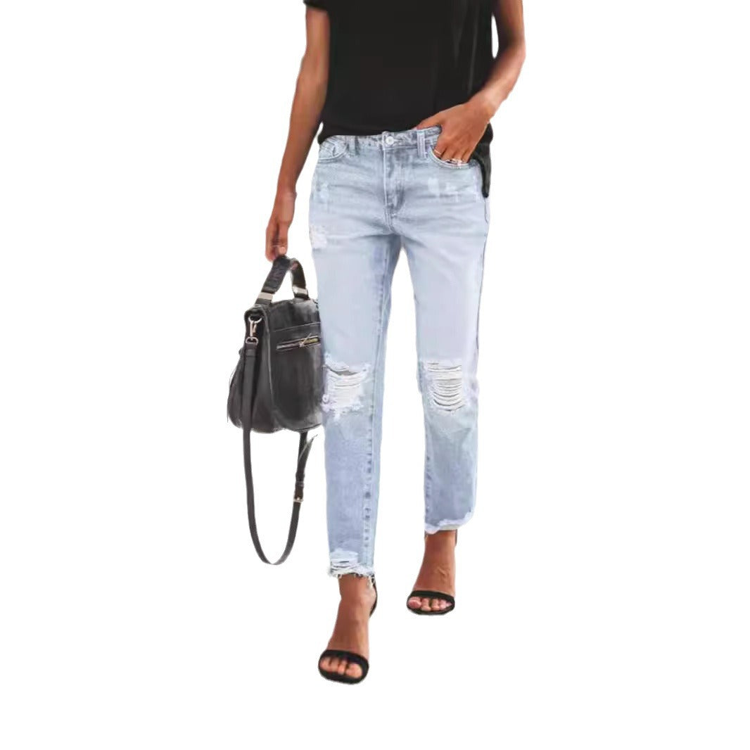 Damen Jeanshose mit modischen Destroyed-Details und bequemer Passform Heidi-Mode