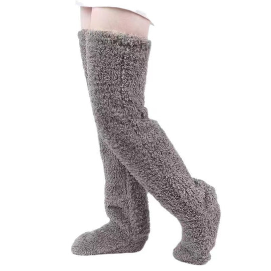 Damen Kuschelige Overknee-Socken aus weichem Fleece Heidi-Mode