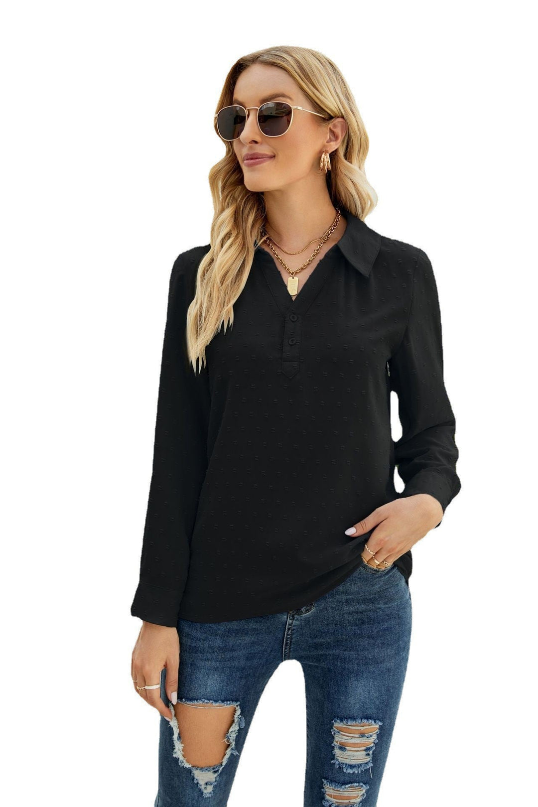 Heidi-Mode | Stehkragen Langarm Jacquard Pom Pom Freizeit Lockeres Oberteil