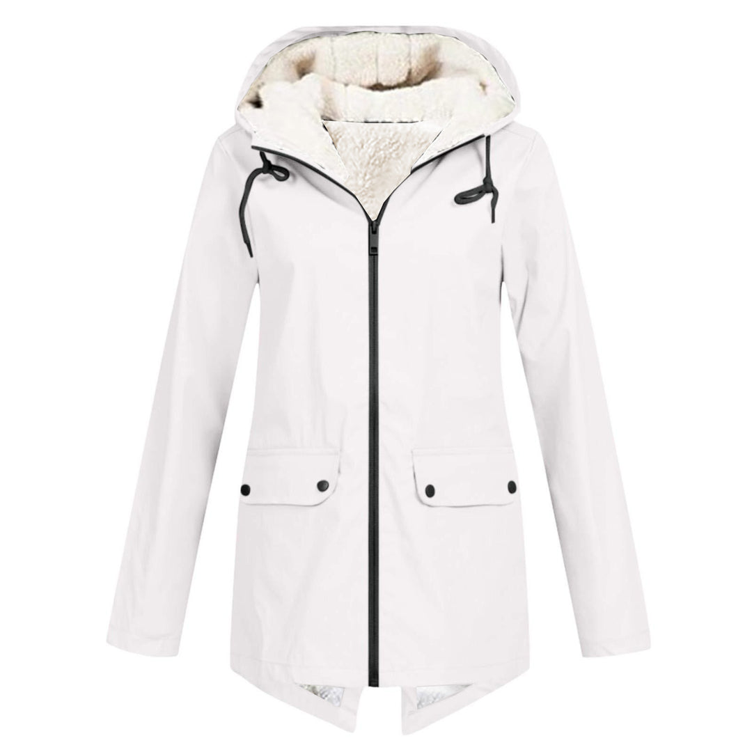 Damen Wasserabweisende Übergangsjacke mit warmem Fleece-Futter und verstellbarem Kapuzenkragen Heidi-Mode