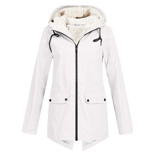 Damen Wasserabweisende Übergangsjacke mit warmem Fleece-Futter und verstellbarem Kapuzenkragen Heidi-Mode