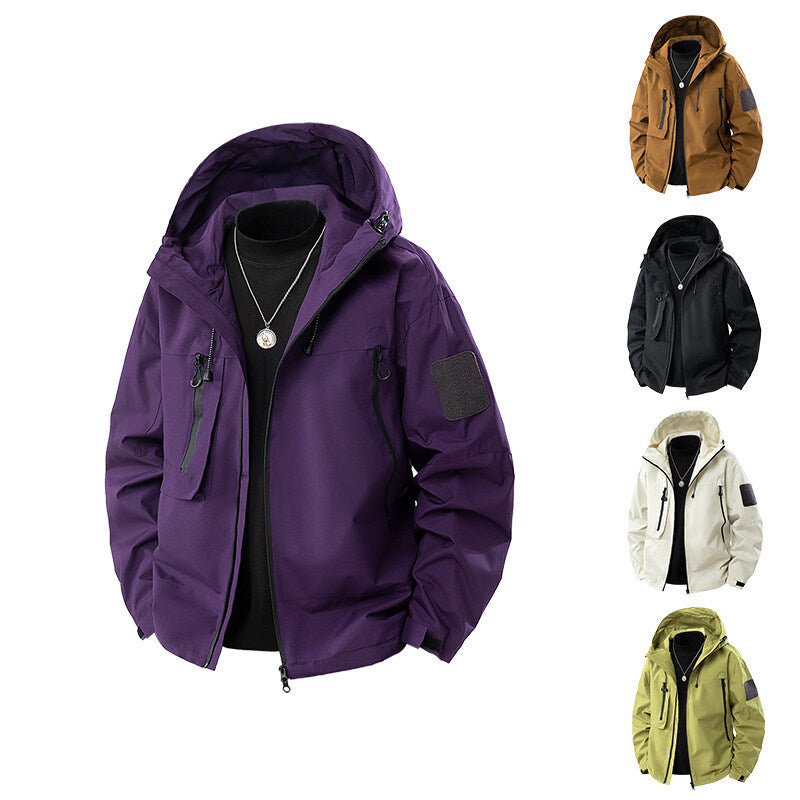 Herren wasserfeste Multifunktionsjacke mit Kapuze und praktischen Taschen Heidi-Mode
