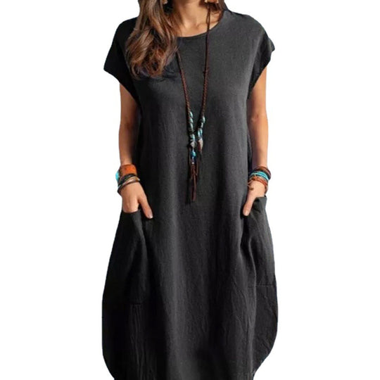 Damen luftiges Sommerkleid mit praktischen Taschen und modernem Schnitt Heidi-Mode