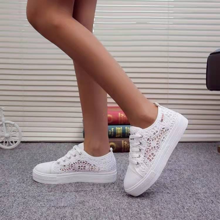 Damen Sneakers mit filigranem Spitzenmuster und rutschfester Sohle Heidi-Mode