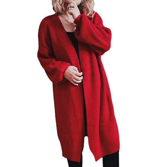 Damen Oversized Strickjacke mit tiefem V-Ausschnitt und lässigem Schnitt Heidi-Mode