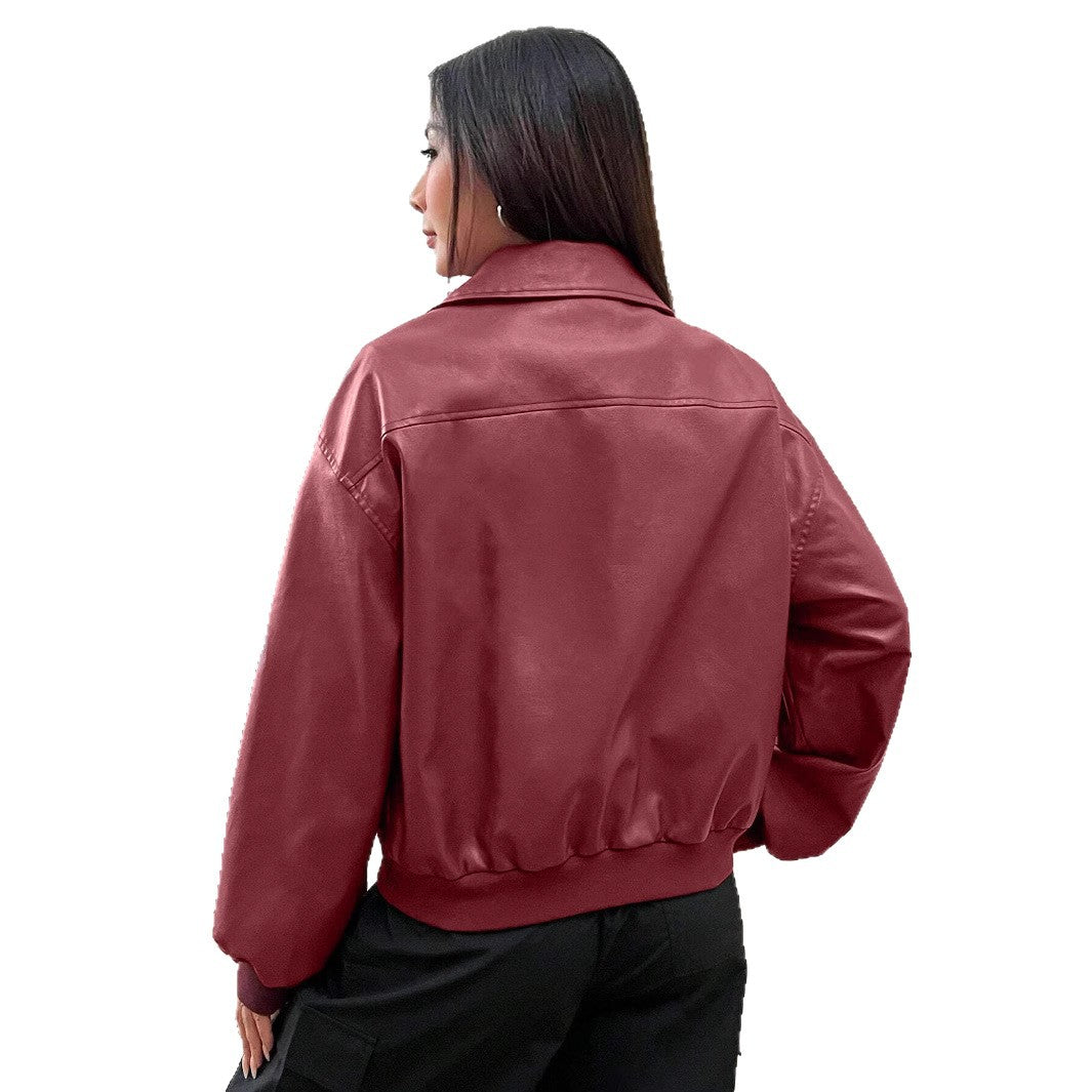Damen Trendige Oversize-Jacke mit voluminösen Ärmeln und Reißverschluss Heidi-Mode