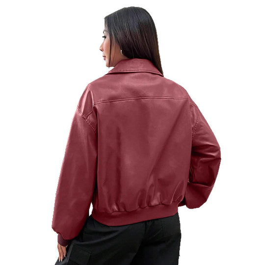 Damen Trendige Oversize-Jacke mit voluminösen Ärmeln und Reißverschluss Heidi-Mode
