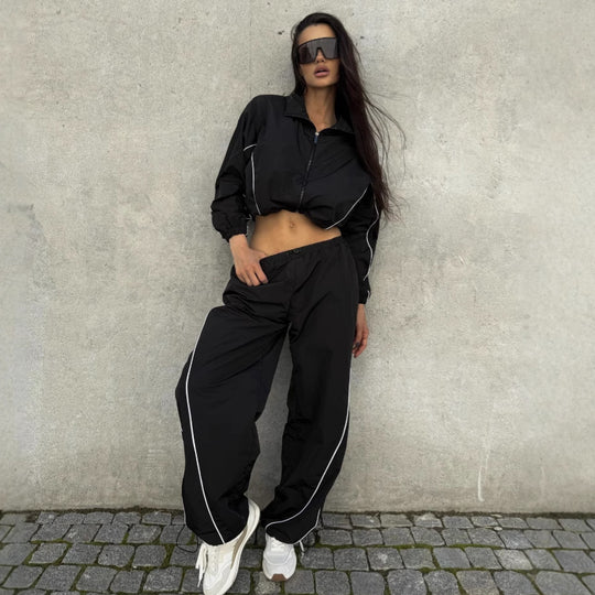 Damen modische cropped Trainingsjacke mit hochwertigen Reflektoren Heidi-Mode
