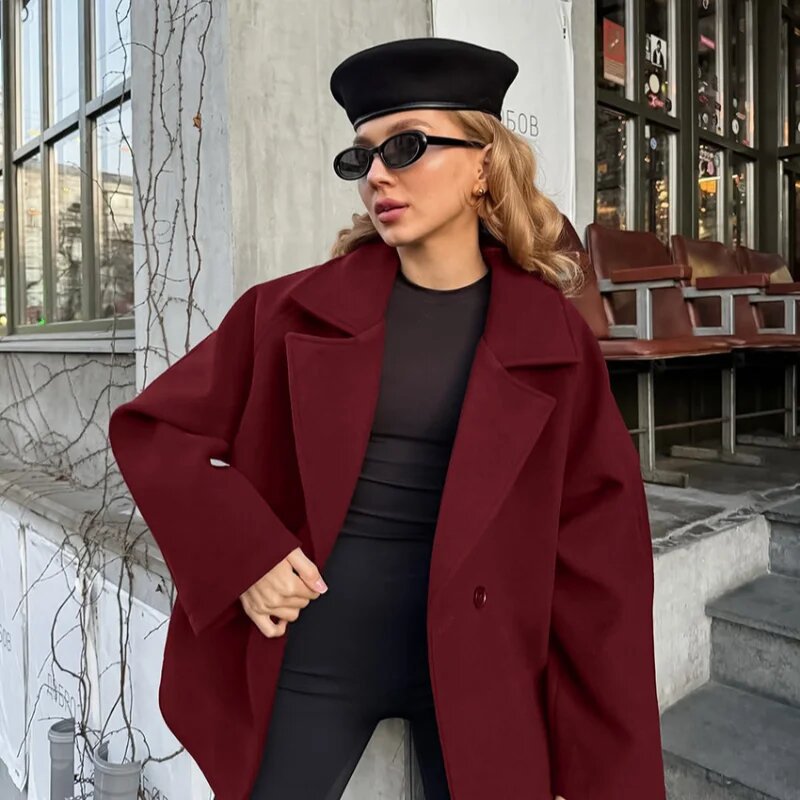 Damen Modische Wickeljacke aus hochwertigem Material mit taillierbarem Gürtel Heidi-Mode