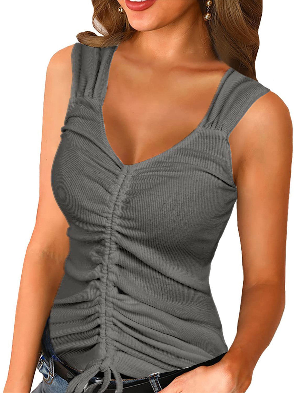 Damen raffinierte Rüschenbluse mit V-Ausschnitt Heidi-Mode