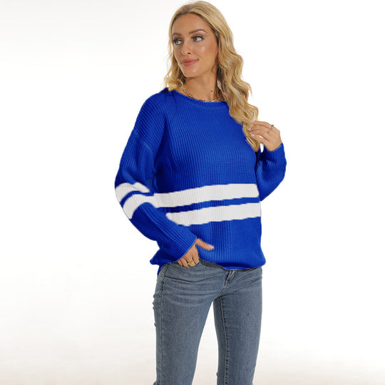 Damen lässiger Pullover mit modischem Streifenmuster Heidi-Mode