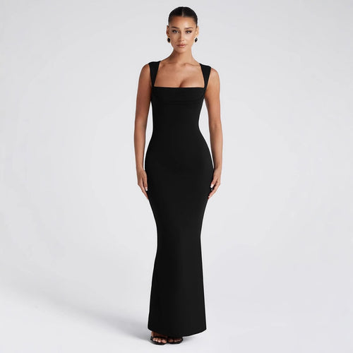 Damen Elegantes Langarm-Bodycon-Kleid mit quadratischem Ausschnitt und figurbetontem Schnitt Heidi-Mode